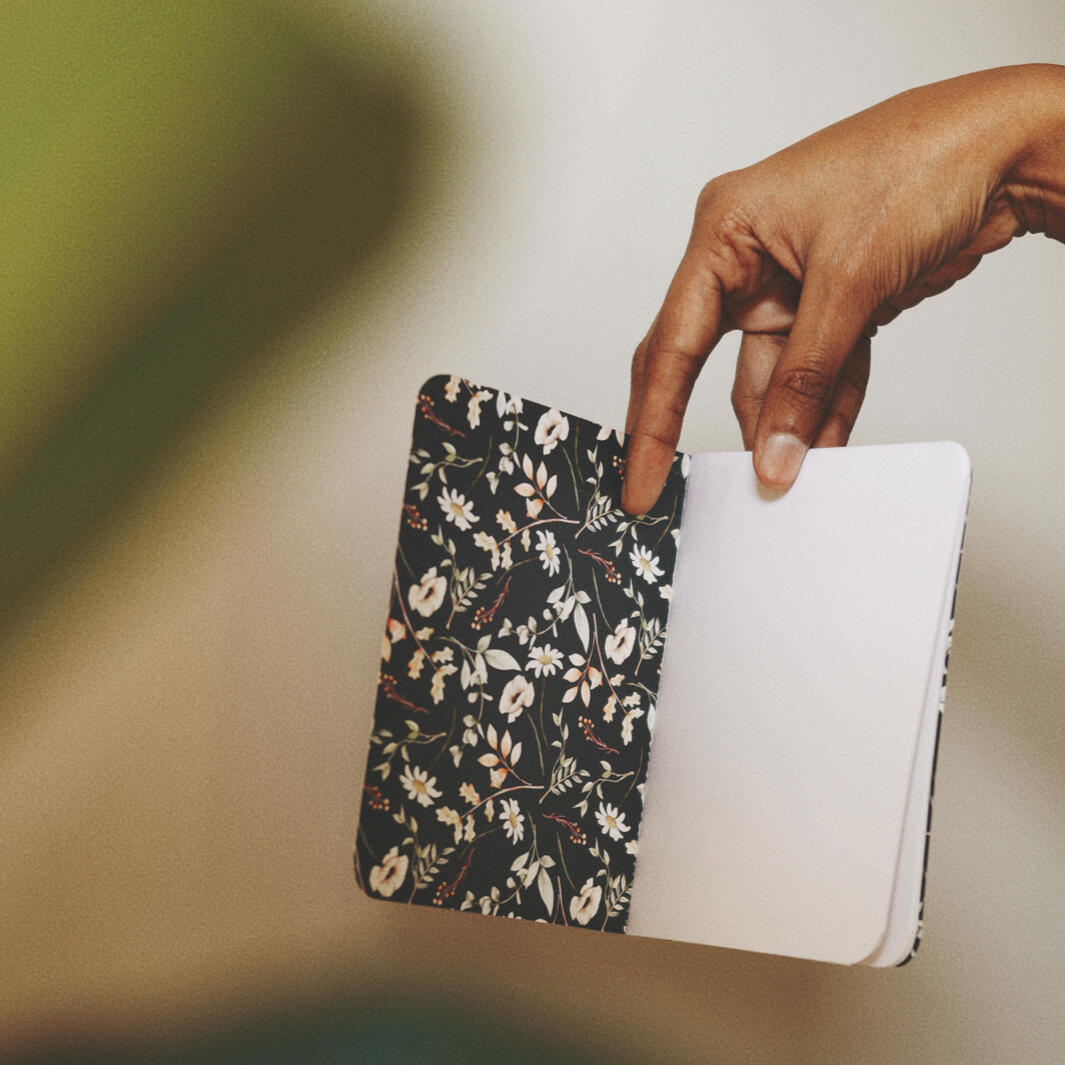 earthbound journals and notebooks saddle stitch gifting sustainable stationery pocket A6 pattern