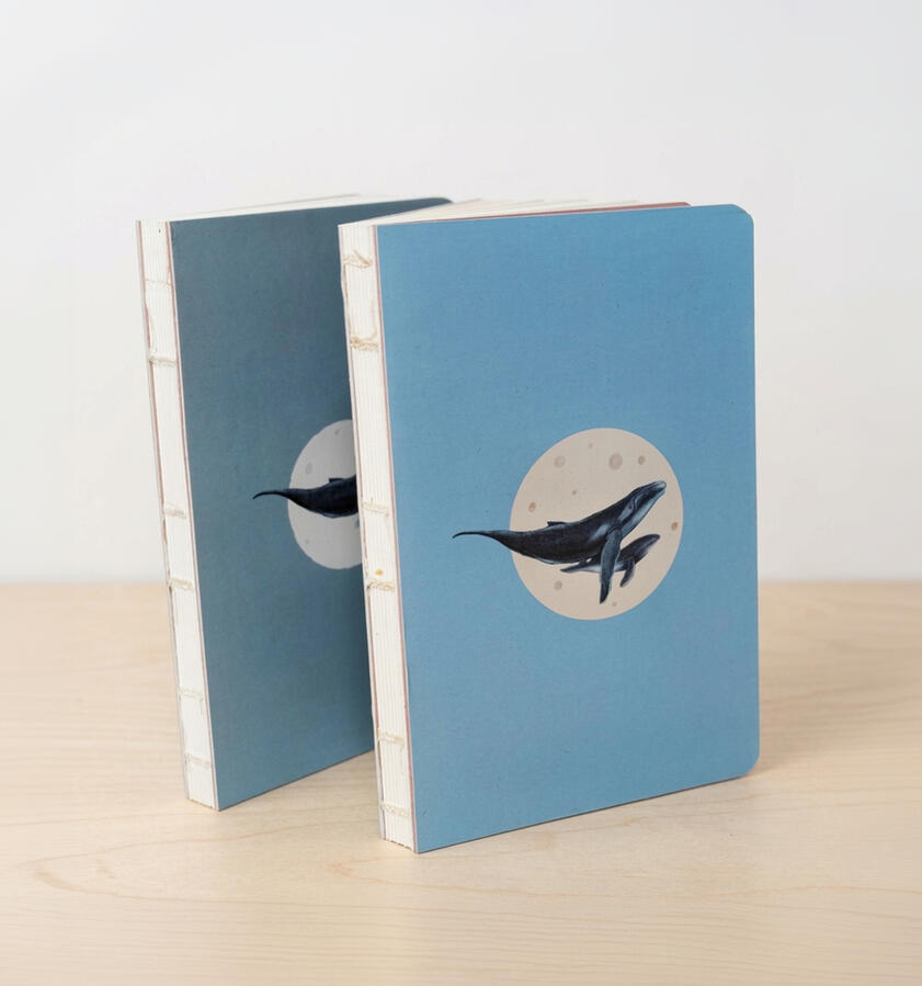 Earthbound sustainable journal with 128 unruled pages, recycled Italian Sona paper, exposed spine notebooks. Perfect for personal use or gifting. Bangalore, India. Wildlife series.